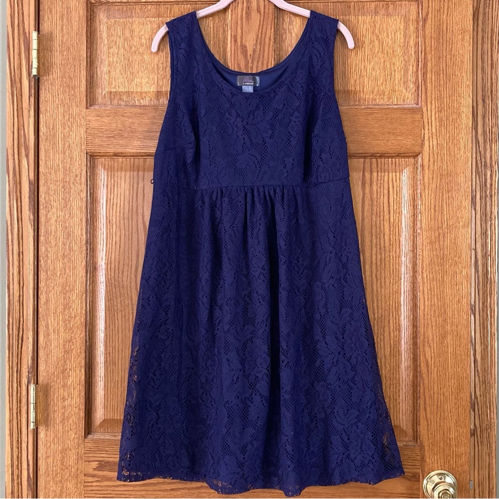 5/$15 Oh Baby Navy Blue Stretch Lace Tank Dress XL